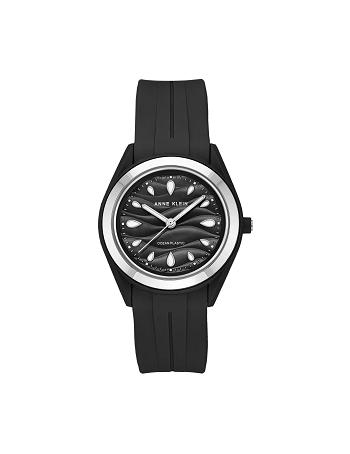 Anne Klein Solar Recycled Ocean Plastic Strap Watch Considered Black / Silver | AUJVR33915