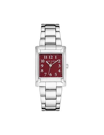 Anne Klein Square Case Bracelet Watch Metals Silver / Burgundy | AUDFL58434