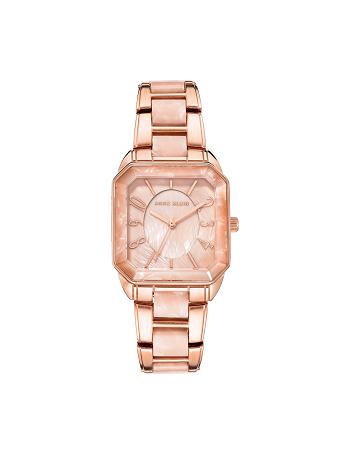 Anne Klein Square Case Resin Link Bracelet Watch Metals Rose / Gold / Pink | AUDYB17718