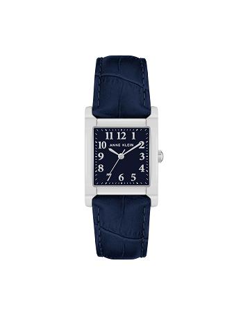 Anne Klein Square Case Strap Watch Leather Navy / Silver | AUNZX54390