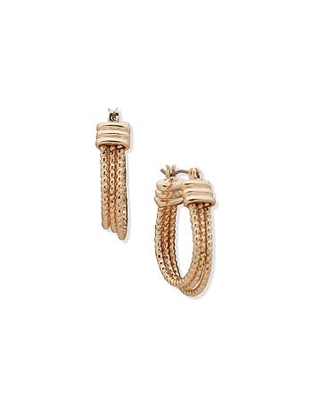 Anne Klein Texture Clip Hoop Pierced Earrings Gold | AUICD16540