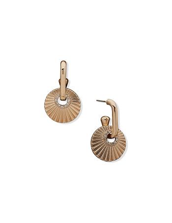 Anne Klein Texture Orbital Drop Pierced Earrings Gold | AUDFL57219