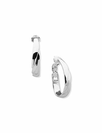 Anne Klein Tiered Clip Hoop Earrings Silver | AUEAH15894