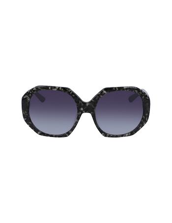 Anne Klein Tortoise Geometric Sunglasses Oversized Black | YAUGT29765