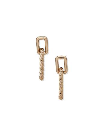 Anne Klein Twist Drop Pierced Earrings Gold | AUDYB37786