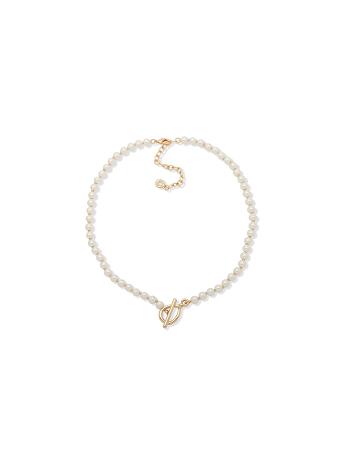 Anne Klein Twisted 16" Faux Pearl Collar Necklace Gold | AUXMI93716