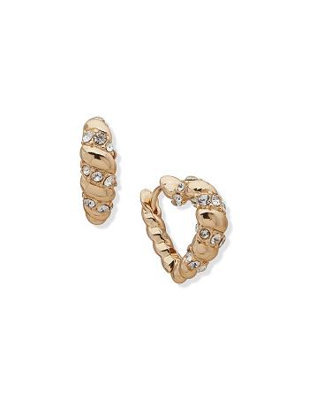 Anne Klein Twisted Heart Huggie Hoop Pierced Earrings Gold | AAUWC32146