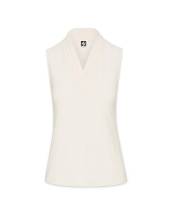 Anne Klein V-Neck Triple Pleat Top Tops White | QAUUV95335