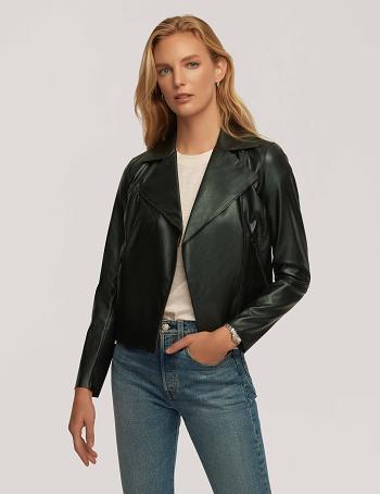 Anne Klein Vegan Leather Zip Front Moto Blazers Turquoise | AUJZR34487