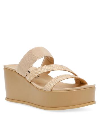 Anne Klein Velma Flatform Sandal Wedges Beige | AAUWC79453