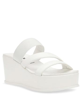 Anne Klein Velma Flatform Sandal Wedges White | SAUNY64980