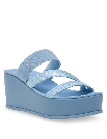 Anne Klein Velma Flatform Sandal Wedges Blue | TAUWZ53707