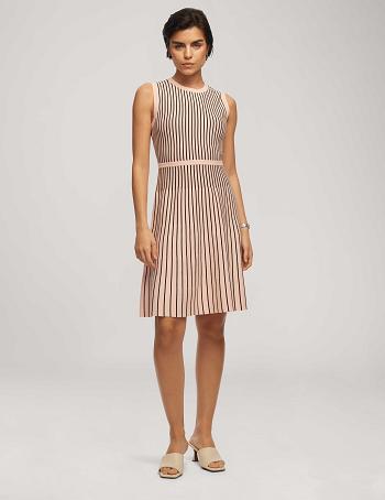 Anne Klein Vertical Stripe Fit And Flare Dress Stripes / Black | YAUGT44226