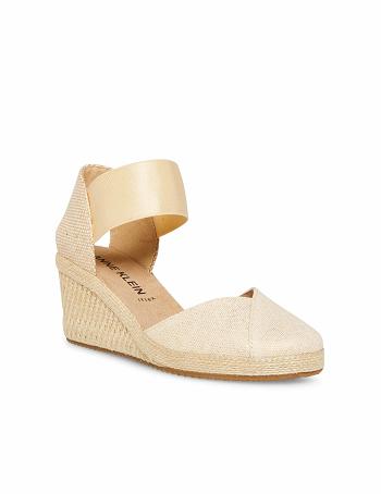 Anne Klein Zoey Round Toe Espadrilles Wedges Gold | LAUTR96822