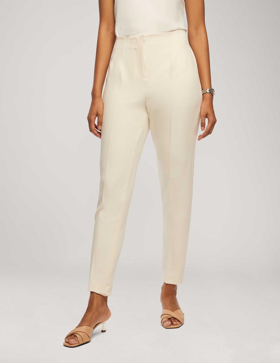 Anne Klein Anne Stretch Pleat Hollywood Waist Slim Ankle Pant Bottoms White | AUJBT19596