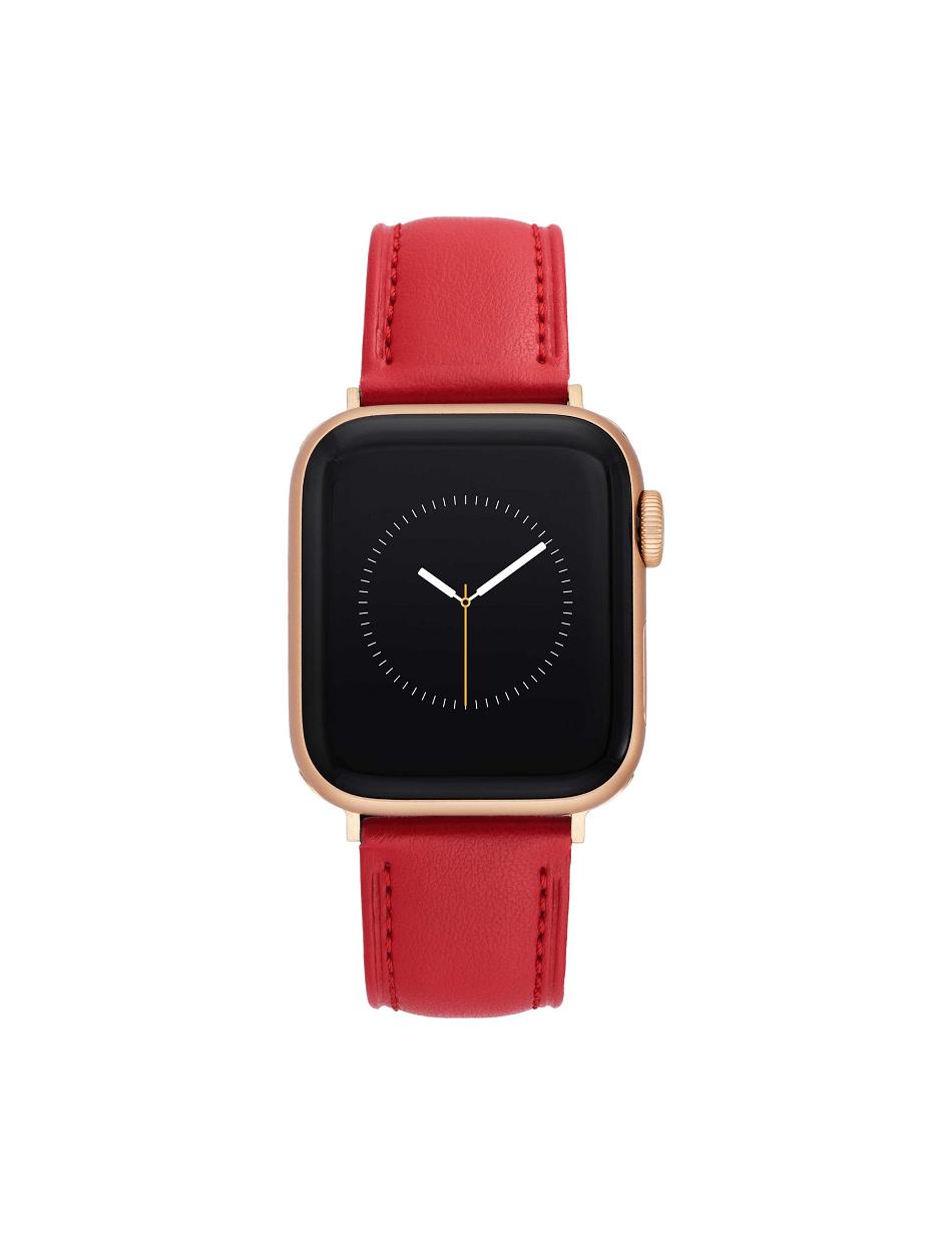 Anne Klein Apple Peel Leather Band for Apple Watch® Considered Red / Rose / Gold | SAUNY75562