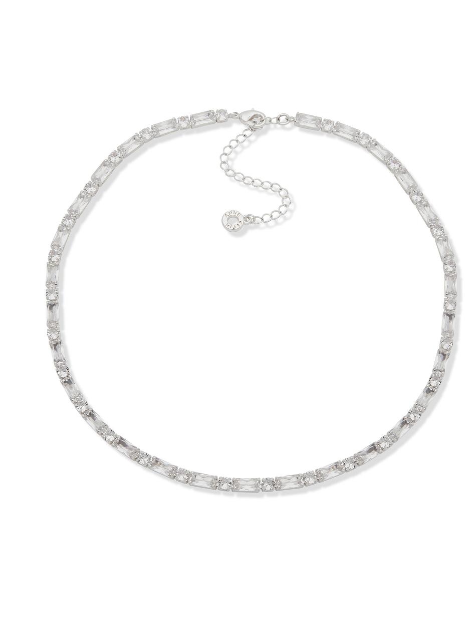 Anne Klein Baguette Collar Necklace Silver | GAUUC30390