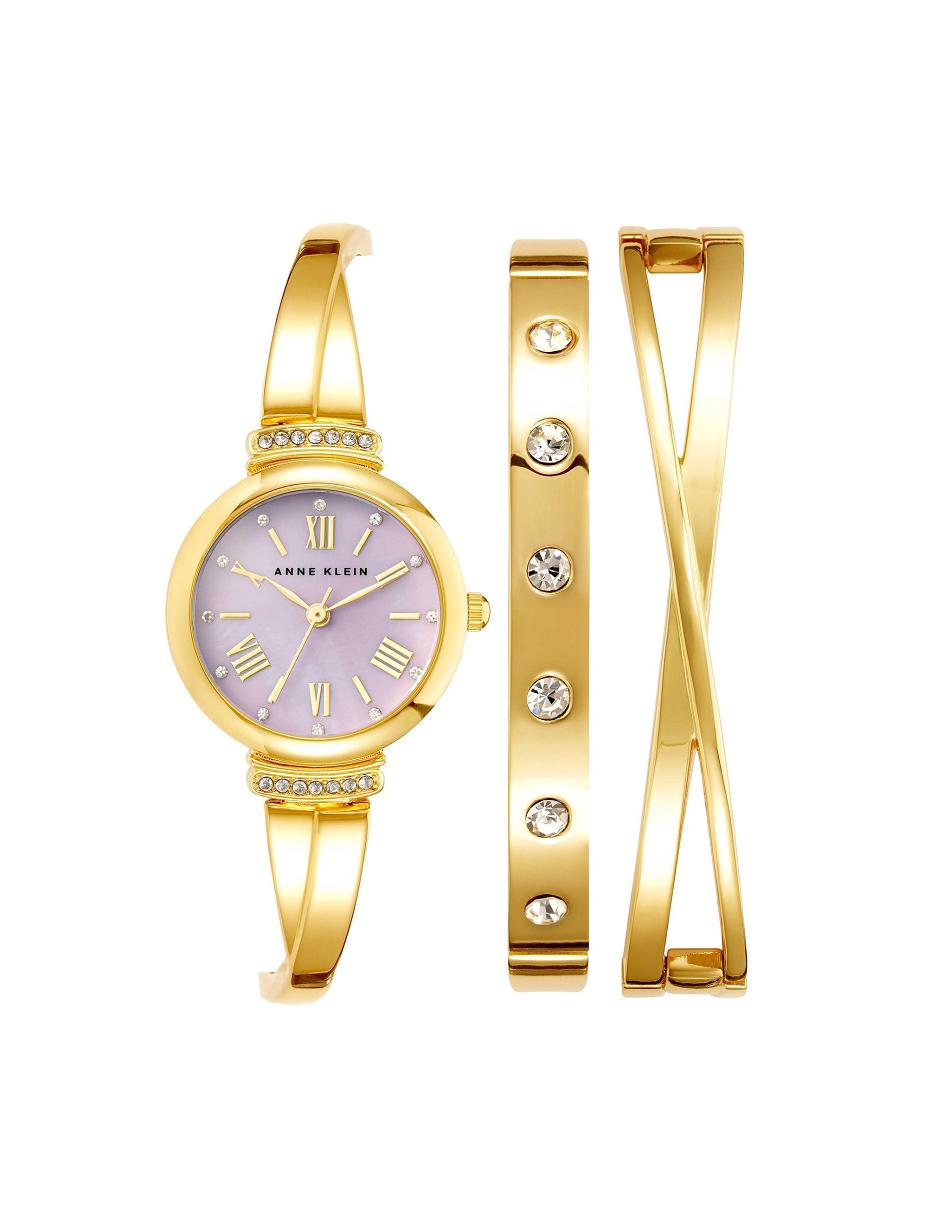 Anne Klein Bangle Watch and Bracelets Sets Lavender / Gold | SAUNY81946