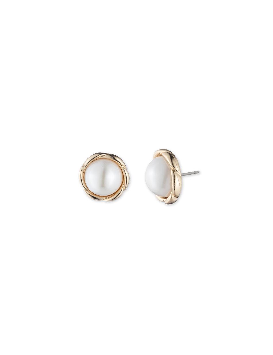 Anne Klein Blanc Faux Pearl Twisted Gold-Tone Stud Earrings Gold | AUCVG24761