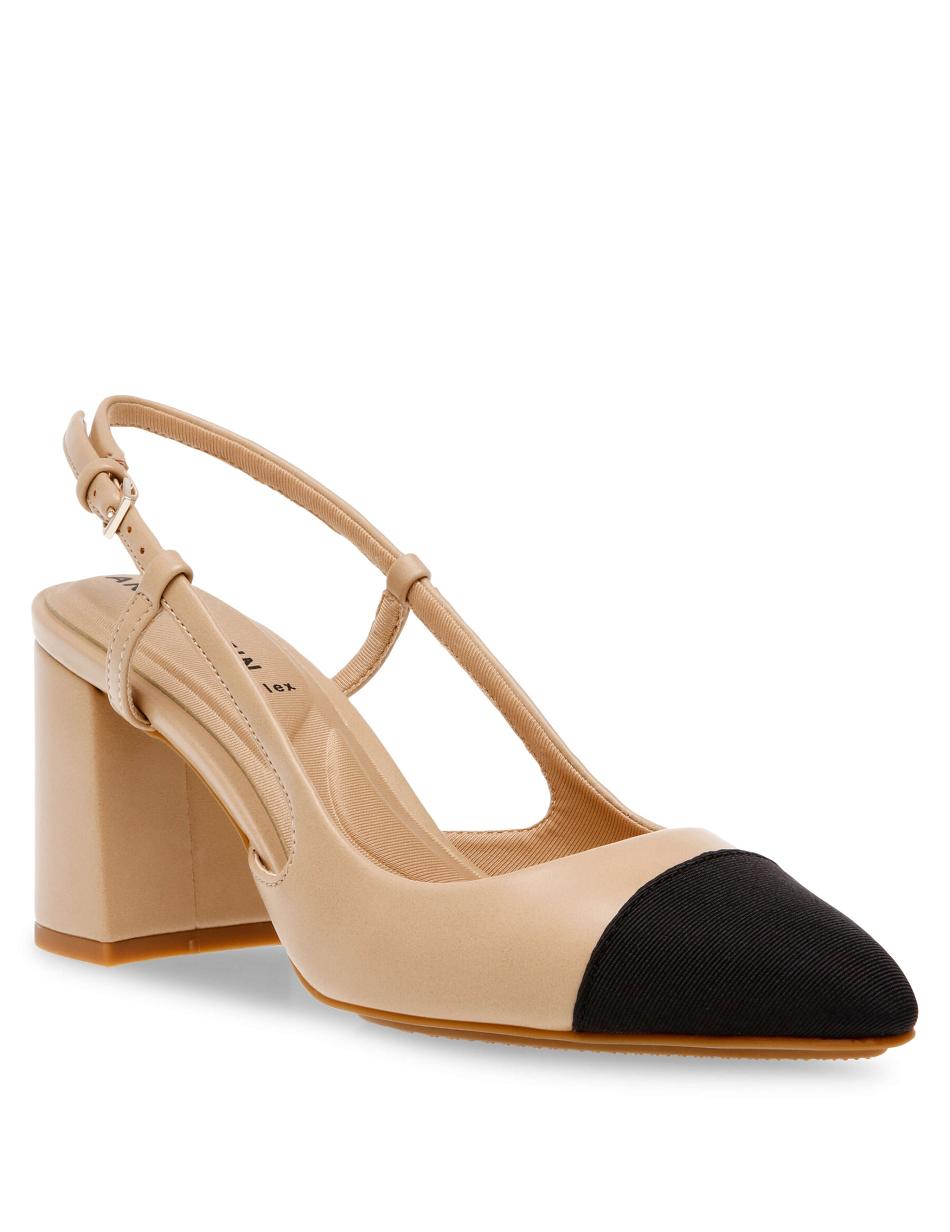 Anne Klein Brinlee Sling Back Pump Heels Beige / Black | BAUSD32159