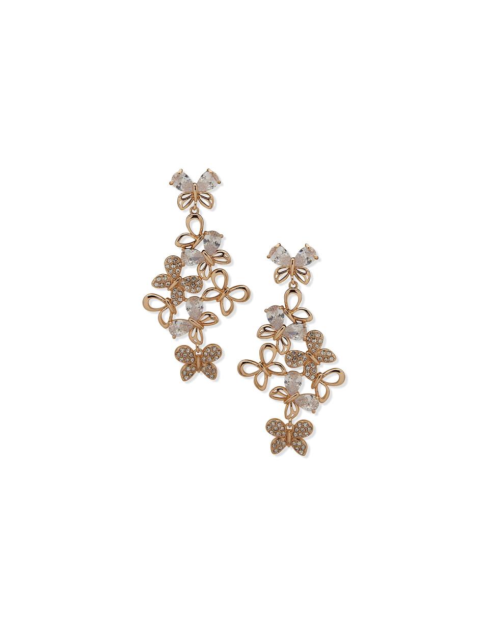 Anne Klein Butterfly Chandelier Pierced Earrings Gold | AUXBR45751