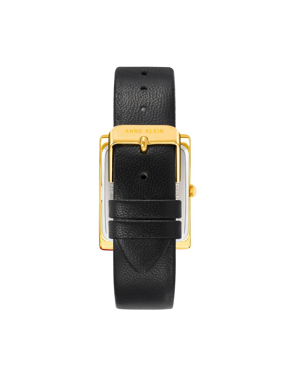 Anne Klein Case Leather Band Watch Rectangular Gold / Black | AUZDE93409