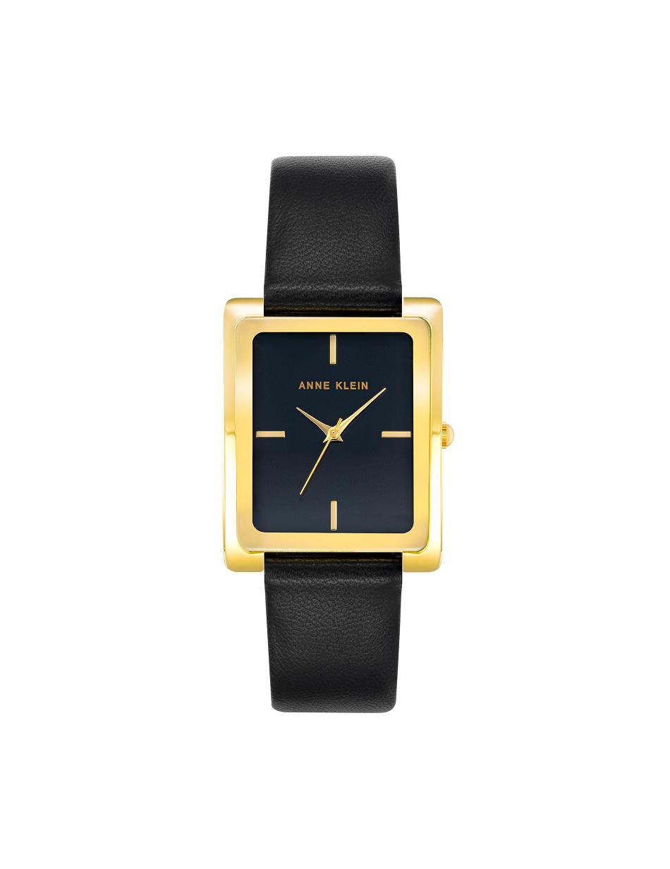 Anne Klein Case Leather Band Watch Rectangular Gold / Black | AUZDE93409