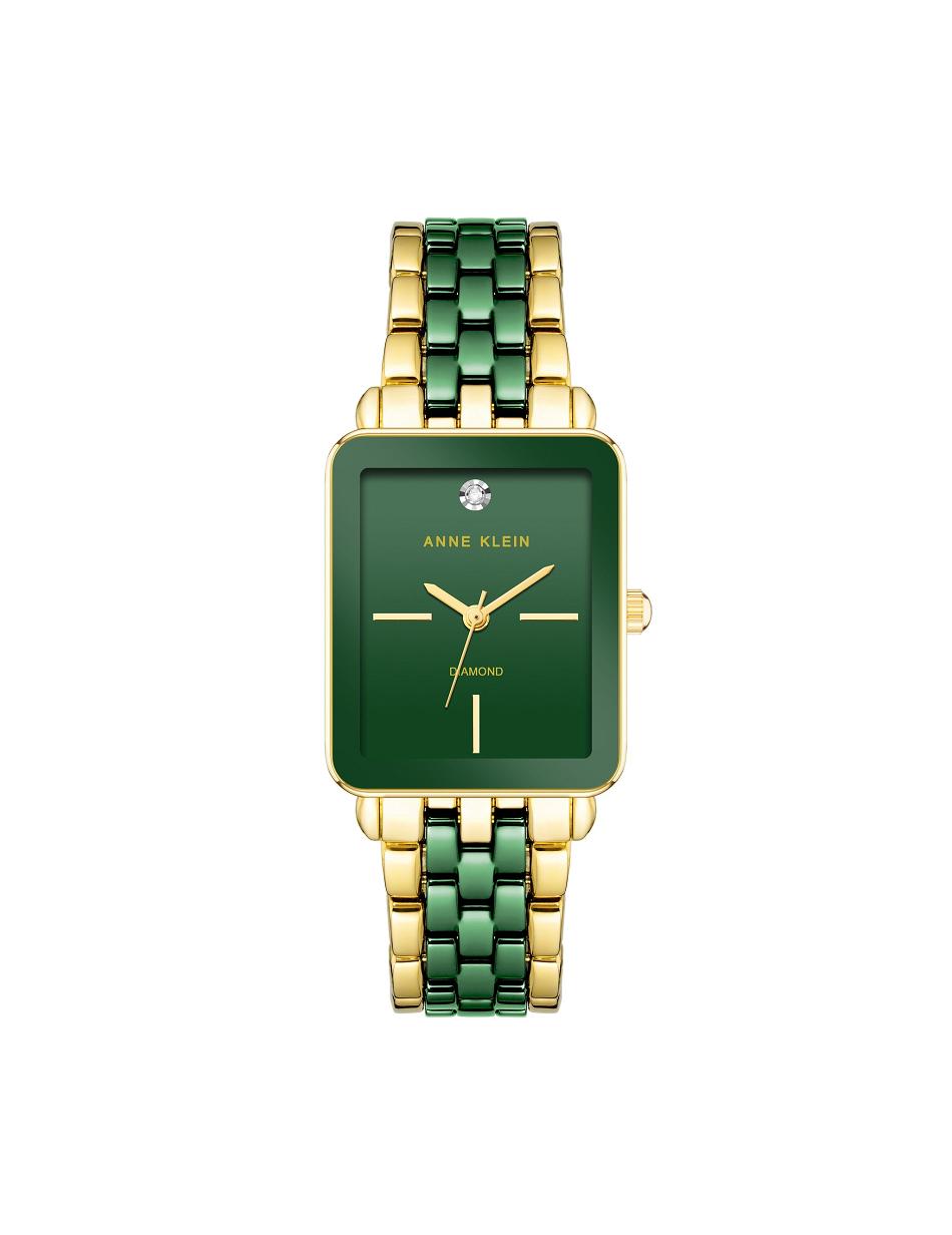 Anne Klein Ceramic Dial Watch Diamond Gold / Green | GAUEC87237