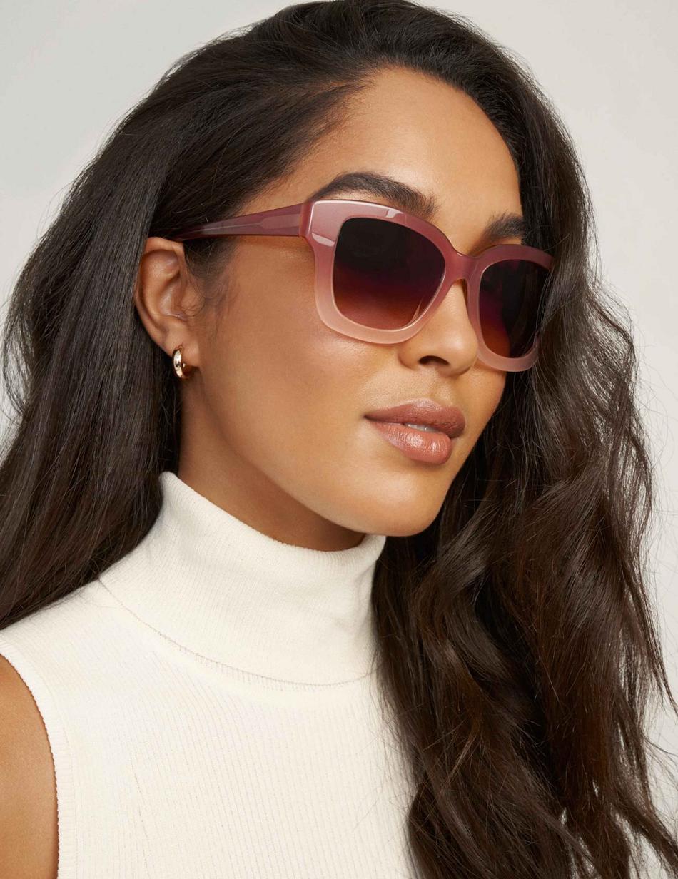 Anne Klein Classic Frame Sunglasses Square Pink | SAUNY88596