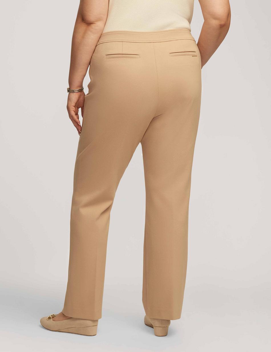 Anne Klein Compression Fly Front Bootleg Pant Plus Size Beige | AUICD82302