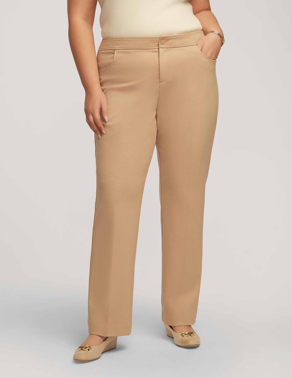 Anne Klein Compression Fly Front Bootleg Pant Plus Size Beige | AUICD82302