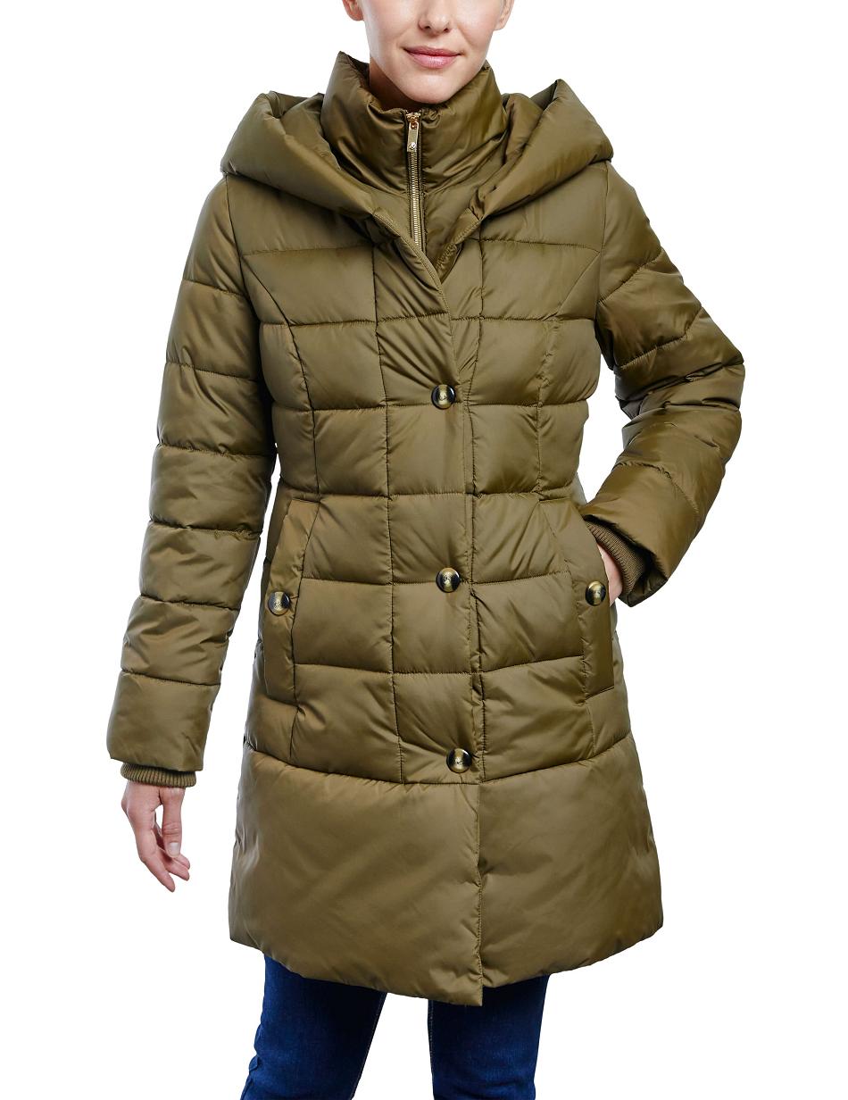 Anne Klein Consider It Snap Front Puffer Jacket Outerwear Green | TAUPQ81747