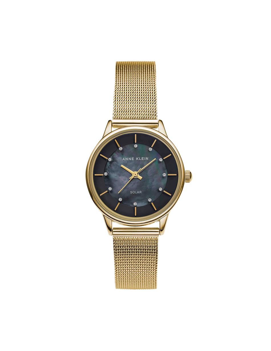 Anne Klein Considered Solar Powered Mesh Watch Metals Gold / Black | SAUNY43671