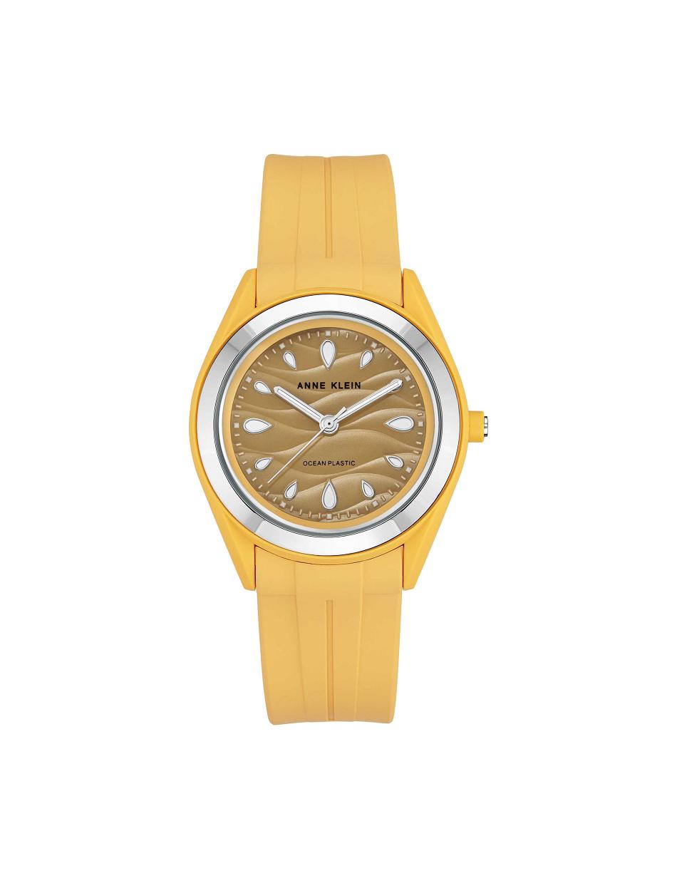 Anne Klein Considered Solar Recycled Strap Ocean Plastic Watches Yellow / Silver | AAUWC64276