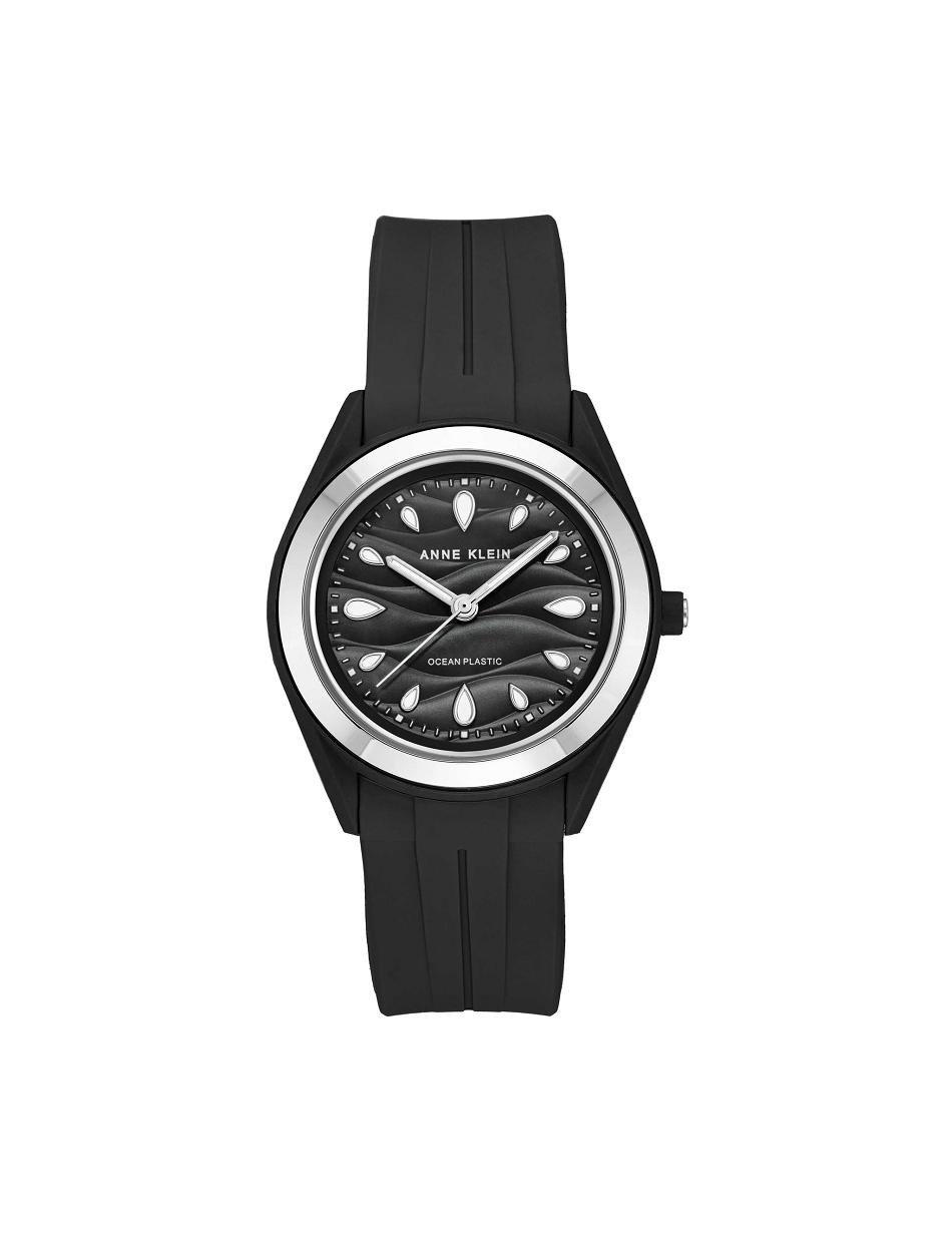 Anne Klein Considered Solar Recycled Strap Ocean Plastic Watches Black / Silver | ZAUNQ33137