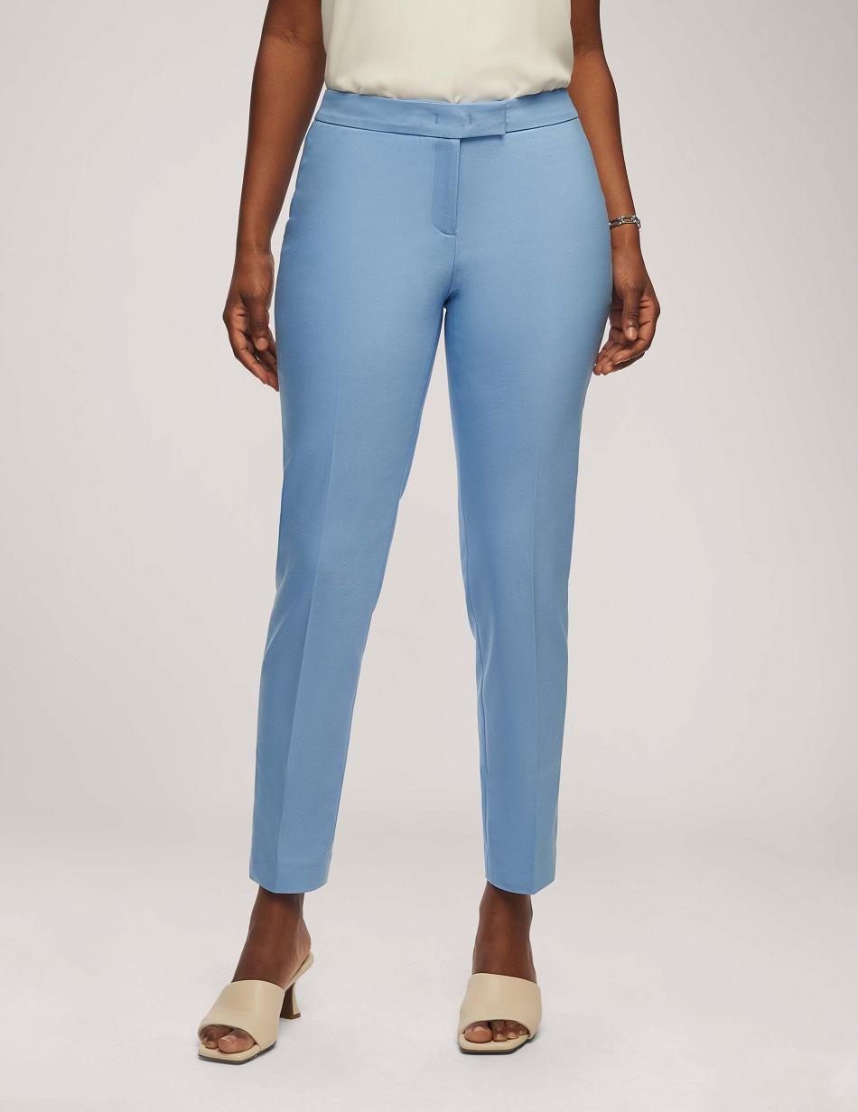 Anne Klein Cotton Double Weave Bowie Pant Bottoms Blue | GAUEC89339