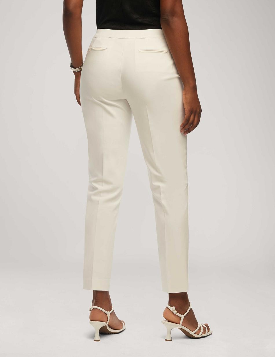 Anne Klein Cotton Double Weave Bowie Pant Bottoms White | UAUND99791