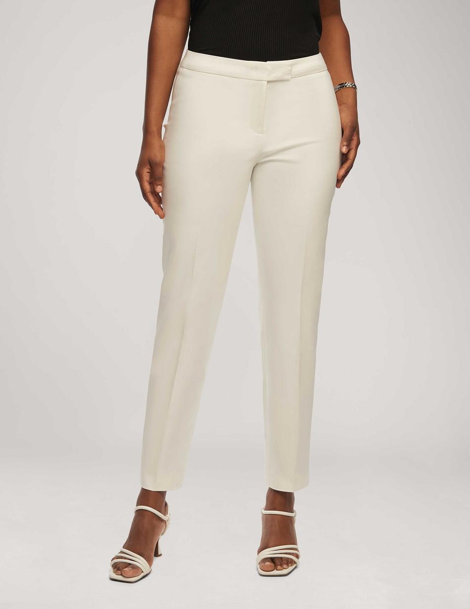 Anne Klein Cotton Double Weave Bowie Pant Bottoms White | UAUND99791