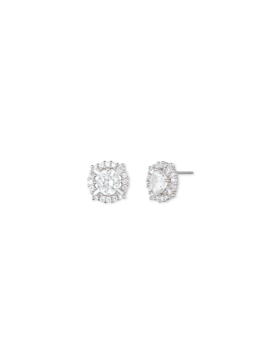 Anne Klein Cubic Zirconia Pave Halo Pierced Earrings Rose / silver | BAUSO10243