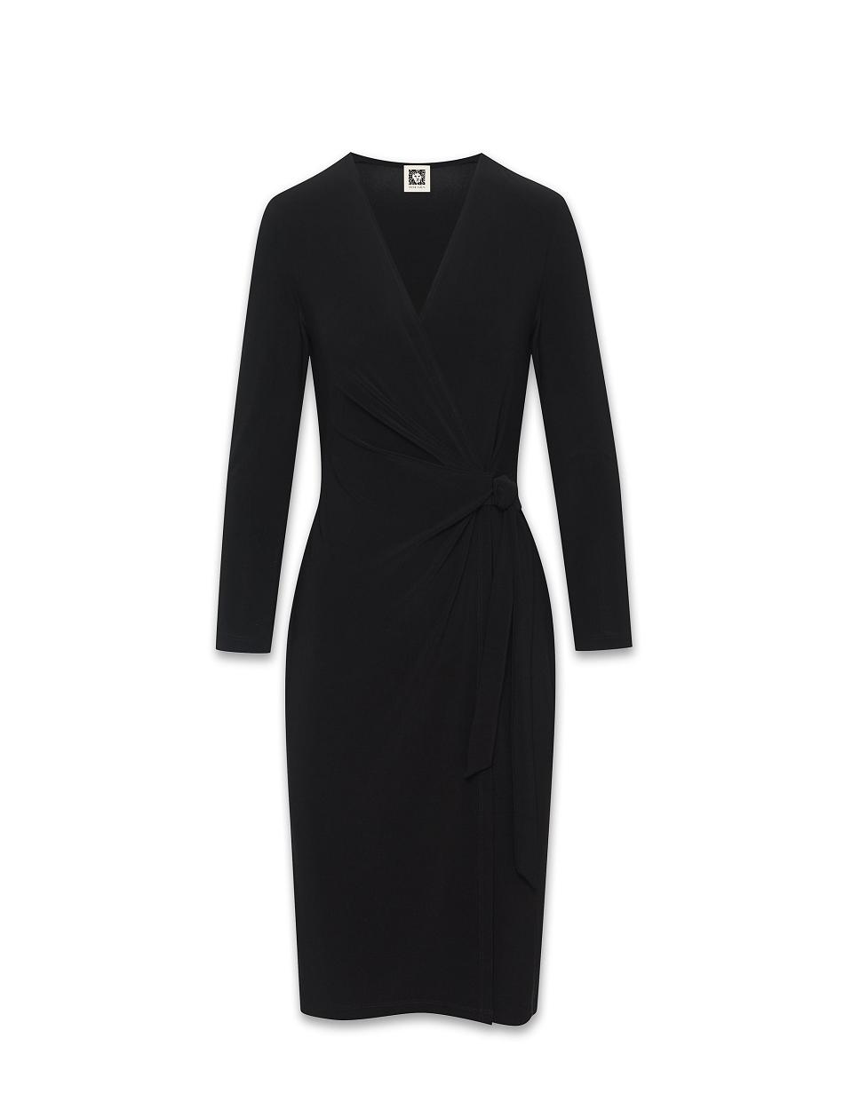 Anne Klein Faux Wrap Dress Black | PAUQX62416