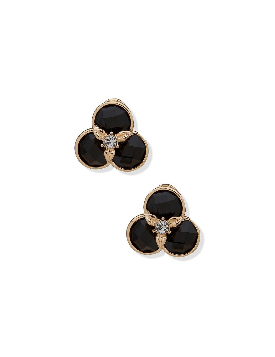 Anne Klein Flower Button Crystal Clip on Earrings Gold | AUQCS66585