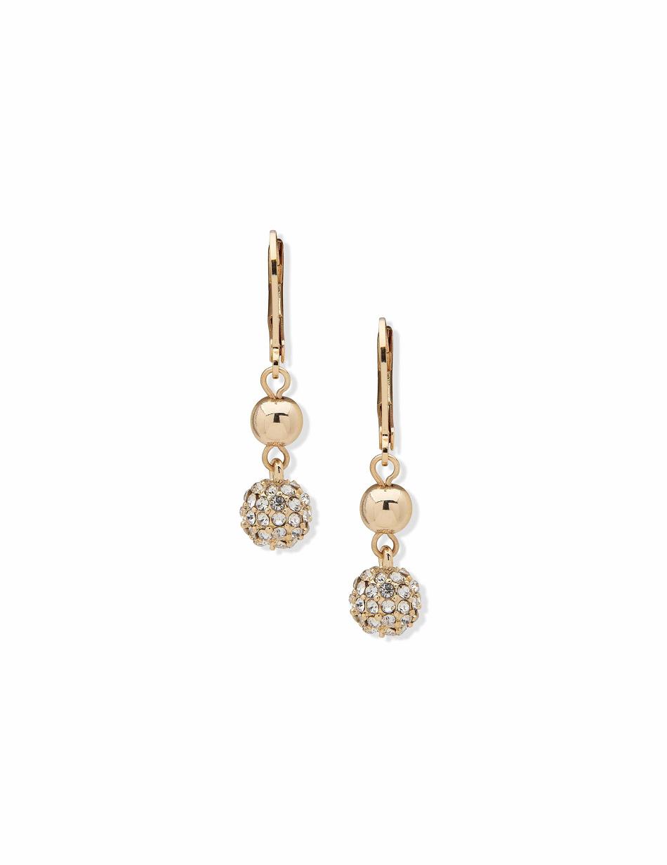 Anne Klein Gold-Tone Leverback Fireball Double Drop Earrings Best Sellers Gold | XAUGW48356