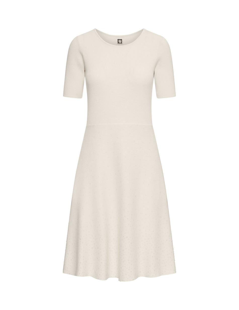 Anne Klein Heat Set Fit & Flare Sweater- Clearance Dress White | SAUNY51031