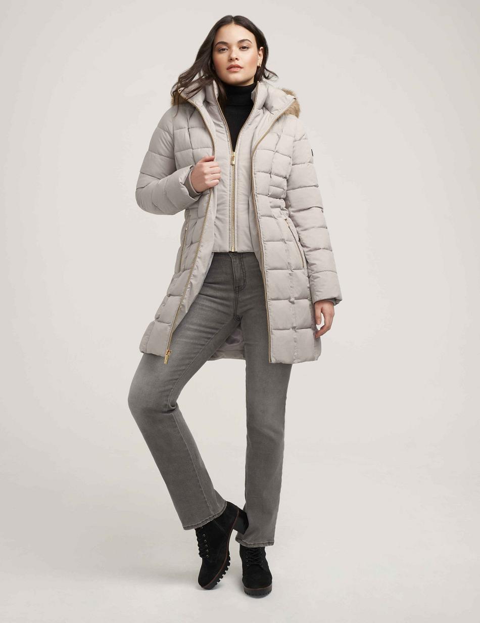 Anne Klein Hooded Puffer Coat Outerwear Grey | AUXBR68190