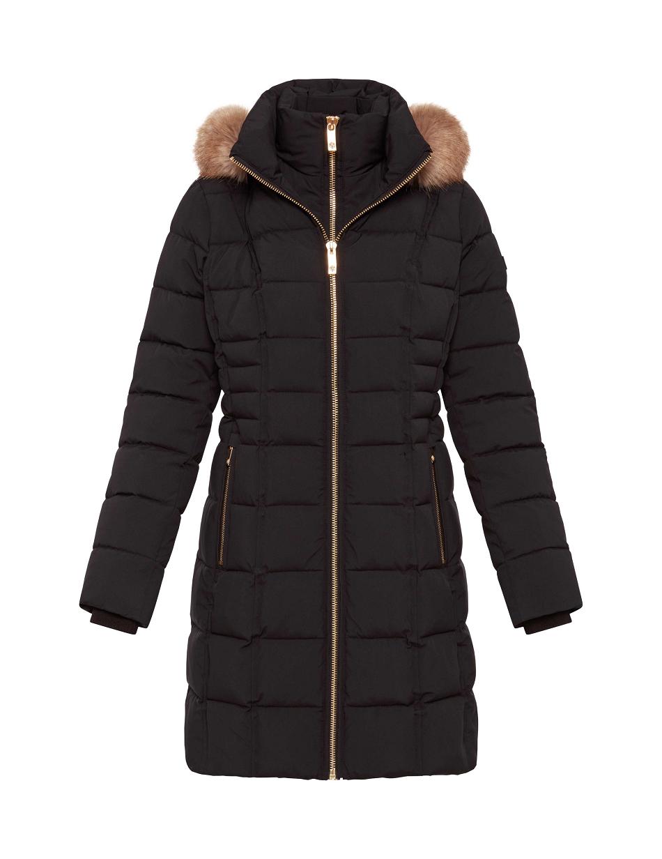 Anne Klein Hooded Puffer Coat Outerwear Black | SAUVO35547