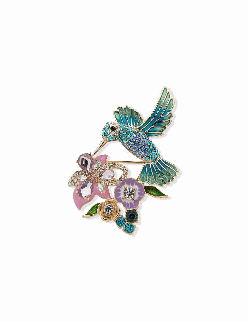 Anne Klein Hummingbird and Flower Brooch Brooches Flower | EAUHC29614