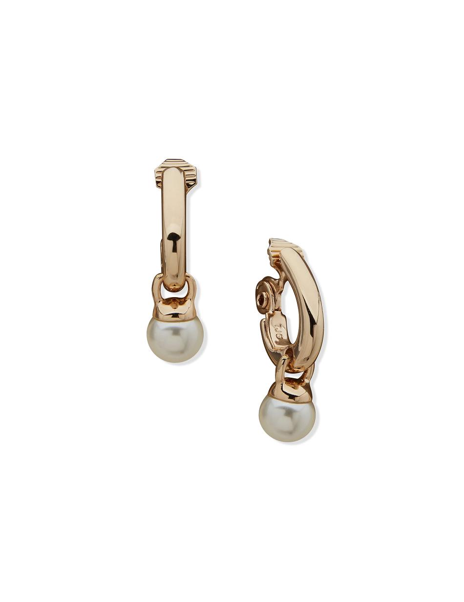 Anne Klein J Hoop With Pearl Drop Clip Earrings Gold | EAUVG61844