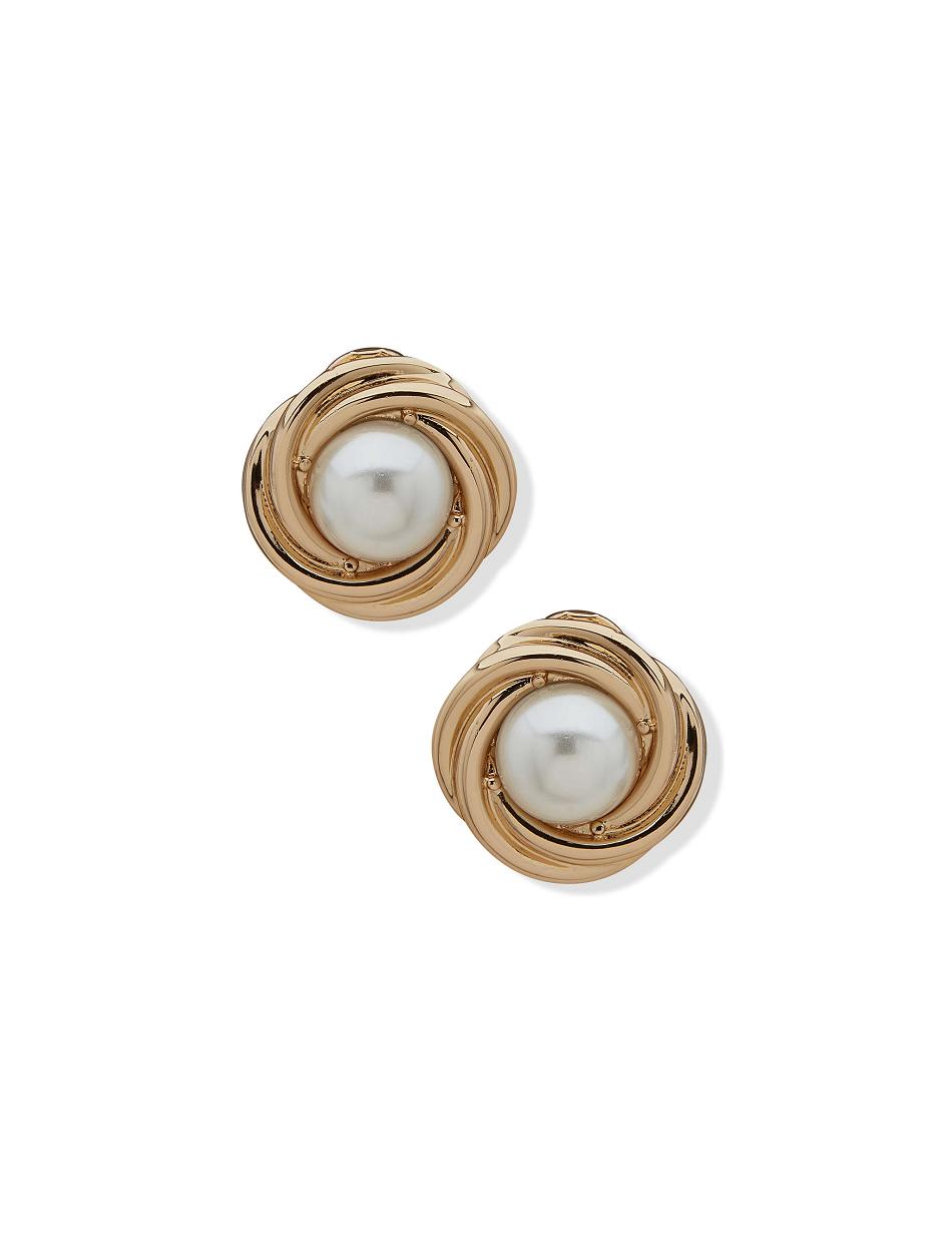 Anne Klein Knot Button Clip On Earrings Gold | AUIIZ16186