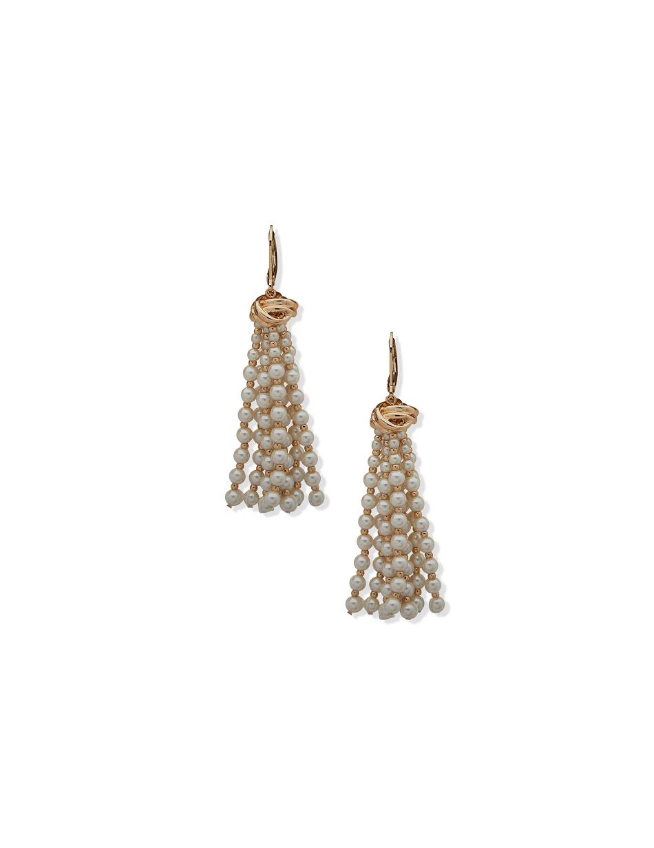 Anne Klein Knot With Pearl Tassel Earrings Gold | FAUHY59956