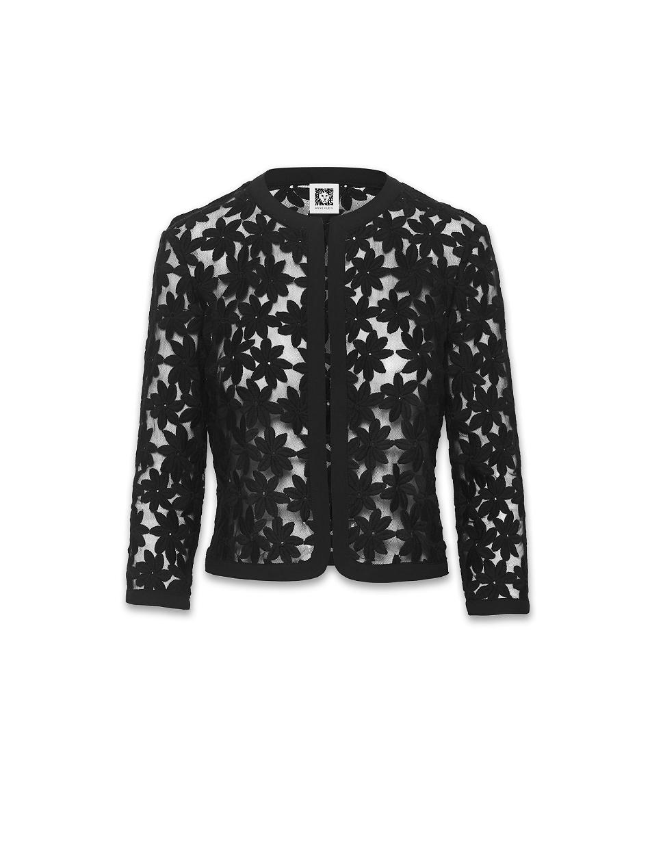 Anne Klein Lace Cardigan Blazers Black | BAUSD59824